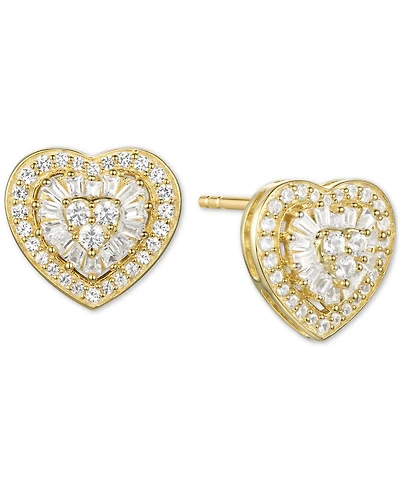 Diamond Baguette Heart Stud Earrings (1/2 ct. t.w.) in 14k Gold , 14k White Gold or 14k Rose Gold