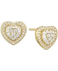 Diamond Baguette Heart Stud Earrings (1/2 ct. t.w.) in 14k Gold , 14k White Gold or 14k Rose Gold