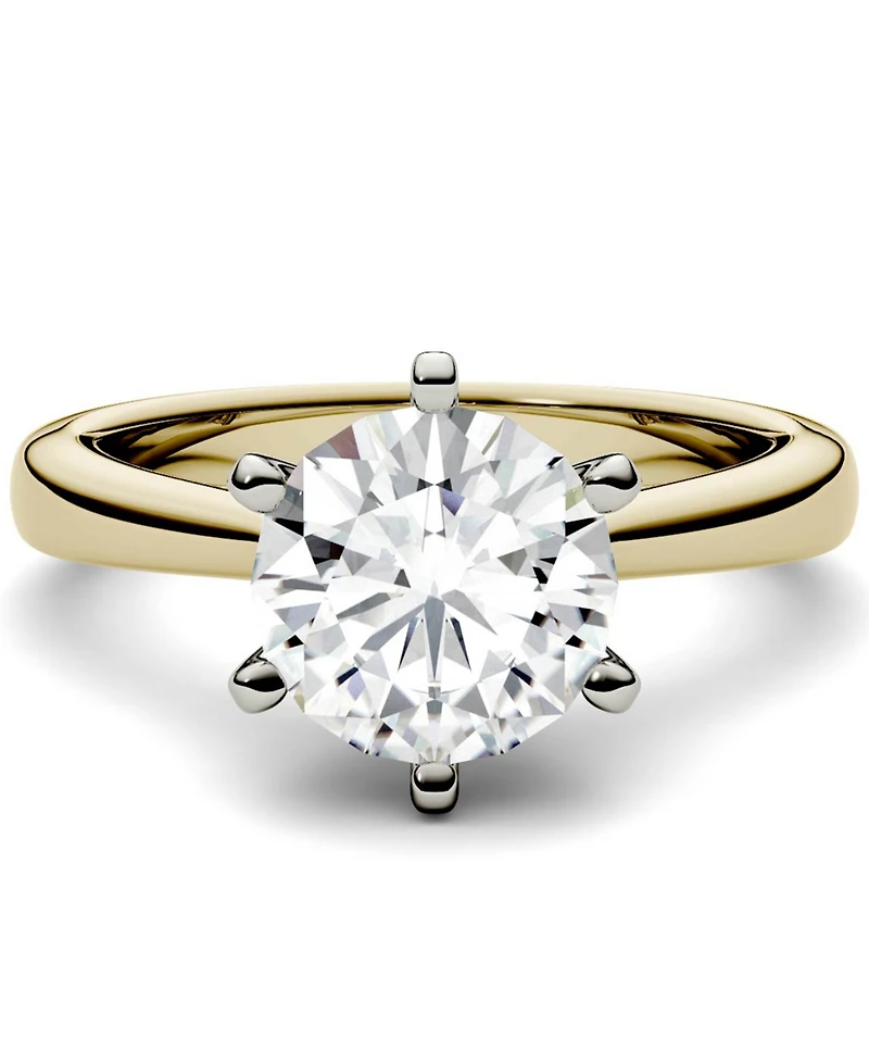 Moissanite Solitaire Engagement Ring 1-9/10 ct. t.w. Diamond Equivalent 14k White, Yellow or Rose Gold