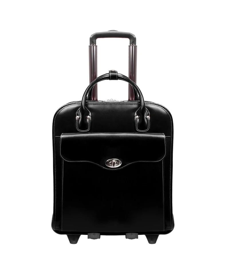 McKlein Melrose 15" Top Grain Cowhide Leather Vertical Wheeled Ladies' Laptop Briefcase