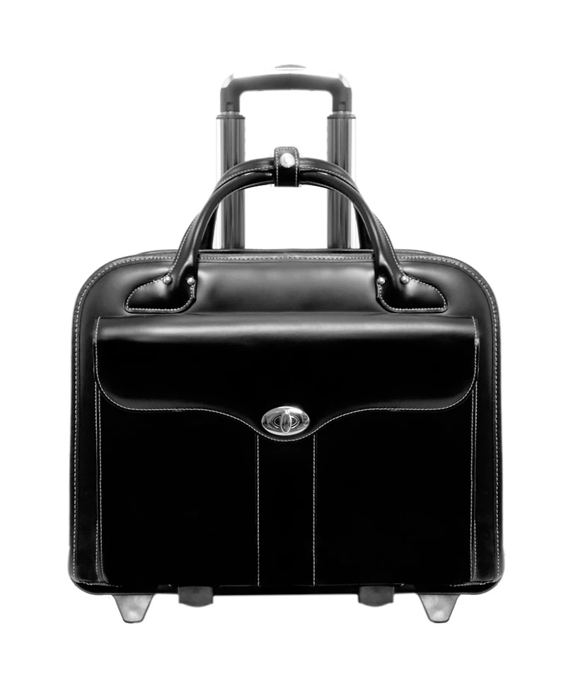 McKlein Berkeley 15.4" Top Grain Cowhide Leather Patented Detachable -Wheeled Ladies' Briefcase