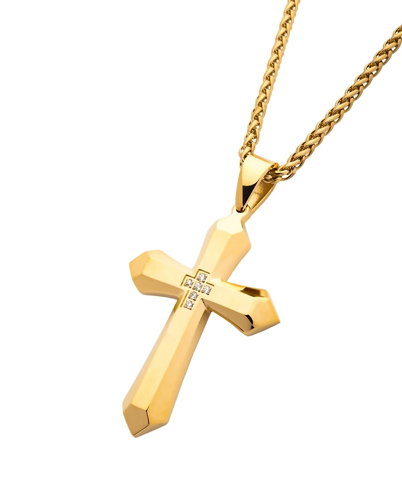 Men's Cross Pendant with Piece Cubic Zirconia Gemstone