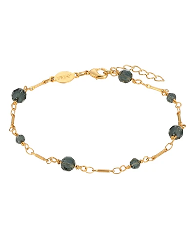 Women's Gold-Tone Blue Beaded Chain Anklet