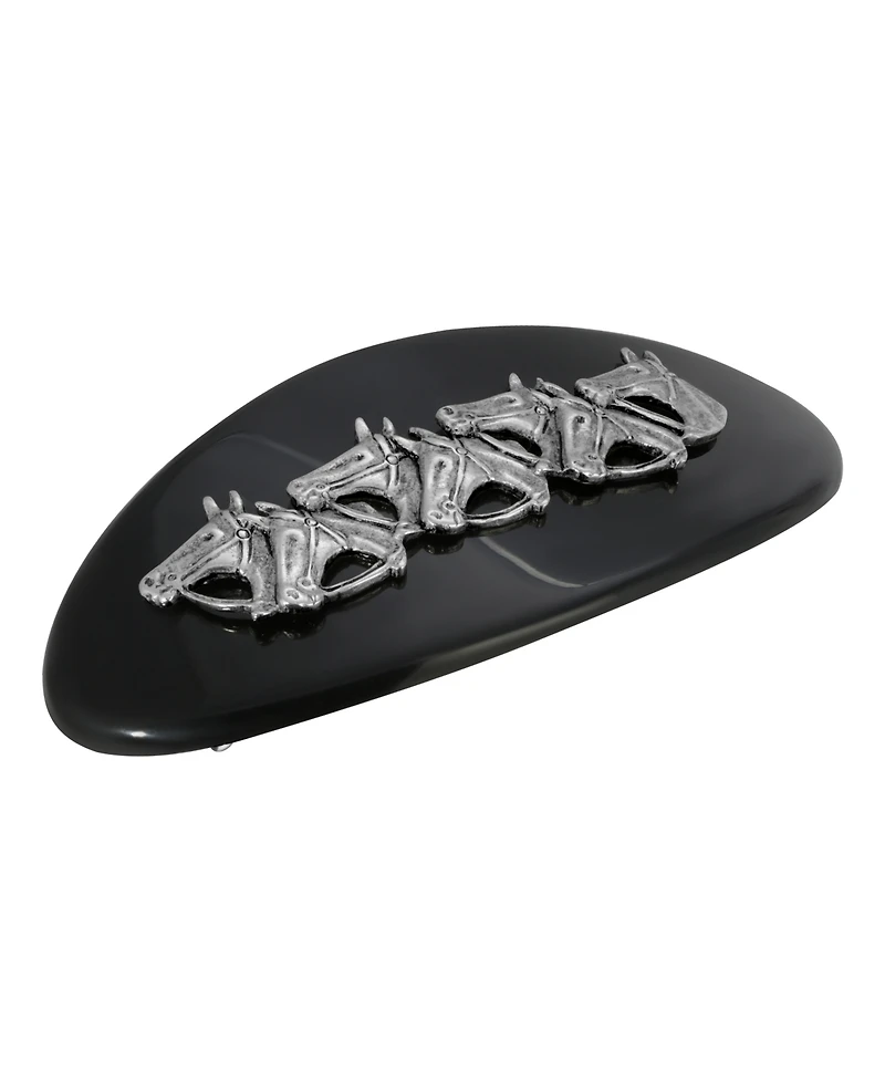 Women's Silver-Tone Large Horse Heads Barrette