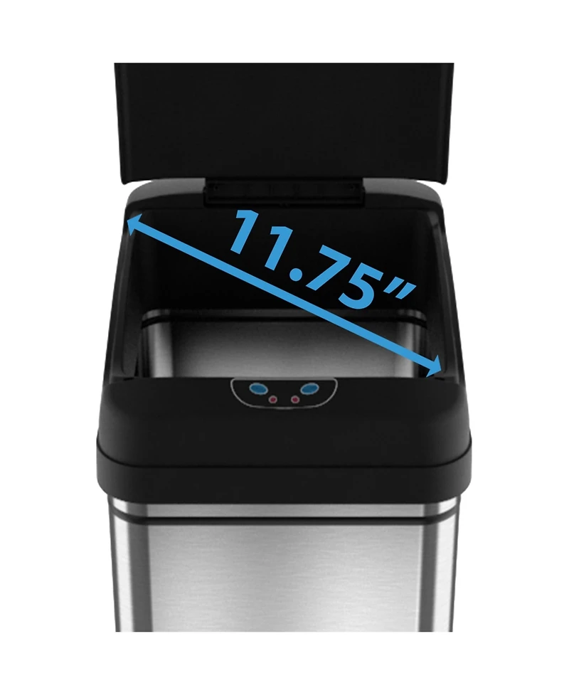 iTouchless 13 Gallon / 49 Liter Stainless Steel Sensor Kitchen Trash Can with Wheels, Ac Adapter and Odor Filter