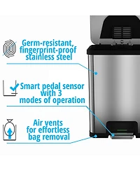 iTouchless 13 Gallon / 49 Liter AutoStep Sensor Kitchen Trash Can with Odor Filter (Black Trim)