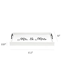 Elegant Designs Decorative Wood Serving Tray with Handles - Mr and Mrs