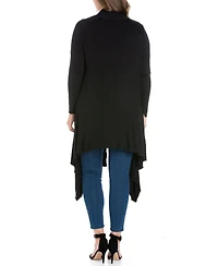 Women's Plus Extra Long Open Front Cardigan