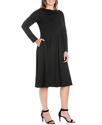 Women's Plus Fit and Flare Midi Dress
