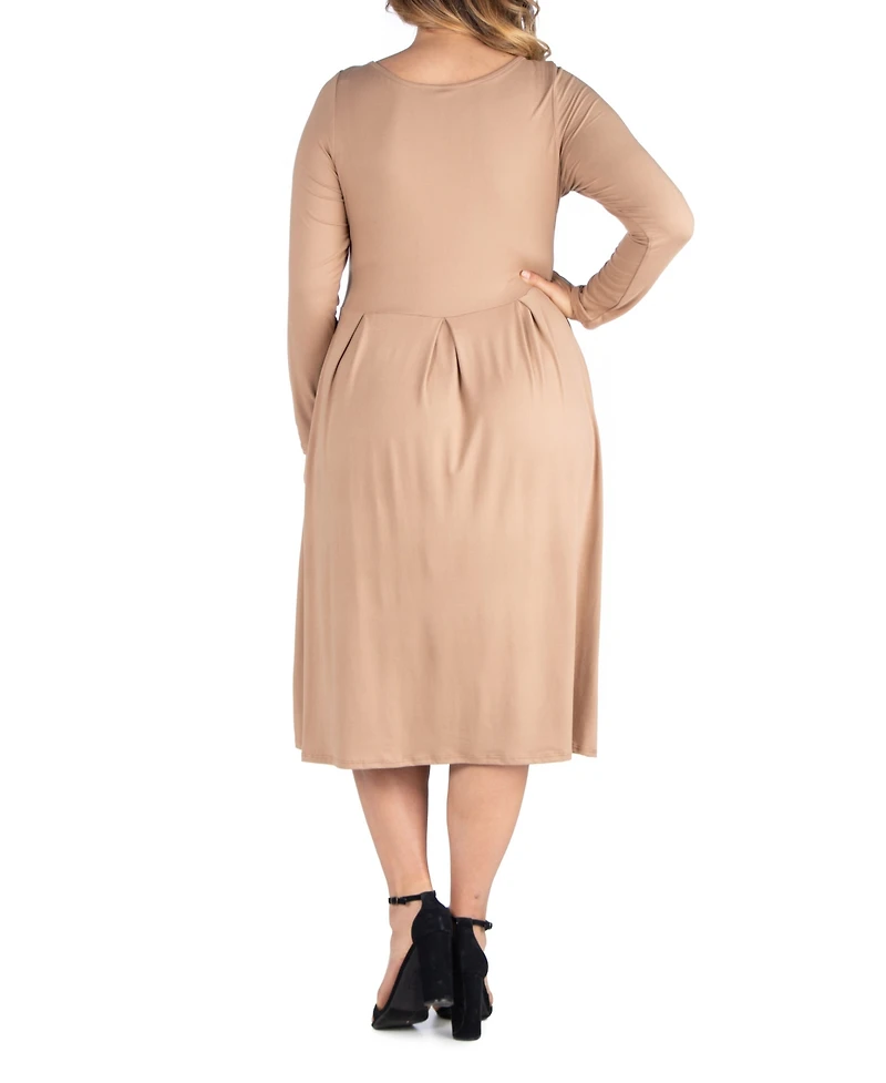 Women's Plus Fit and Flare Midi Dress