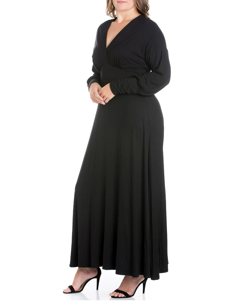 Women's Plus Bishop Sleeves Maxi Dress