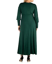 Women's Plus Bishop Sleeves Maxi Dress