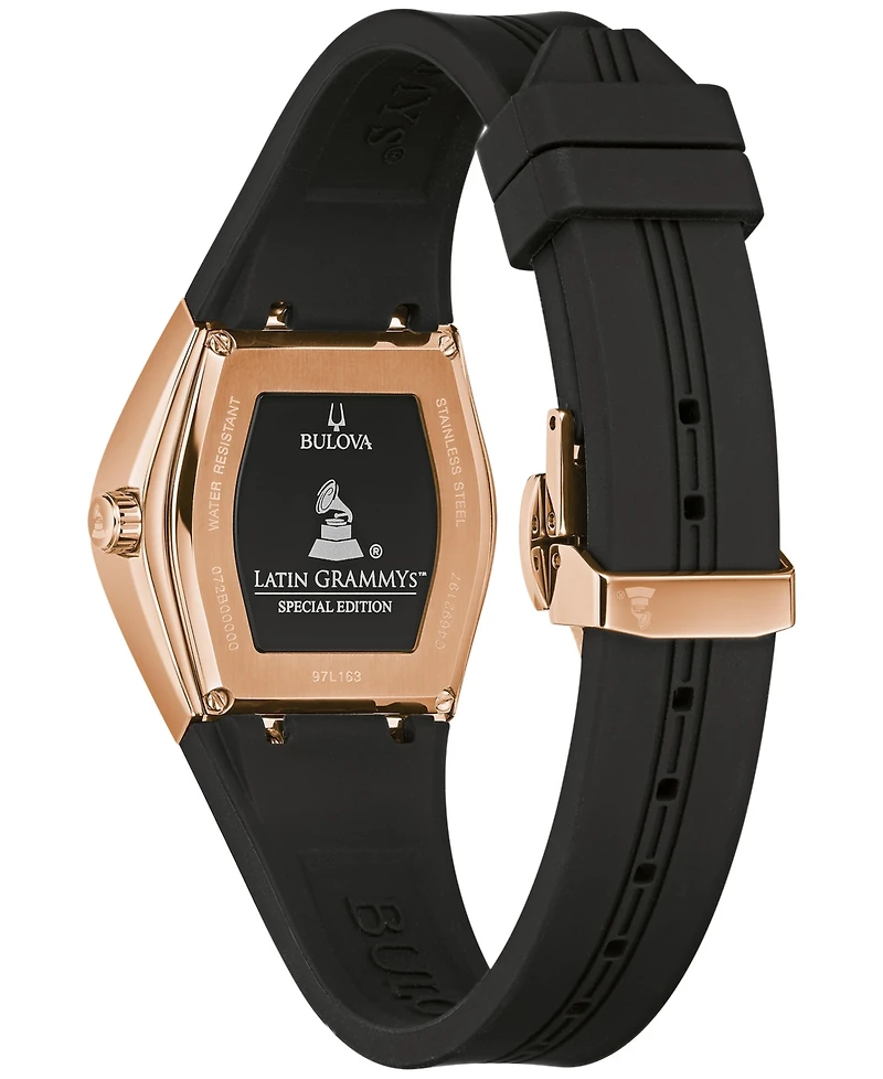 Bulova Women's Latin Grammy Black Silicone Strap Watch 30.5mm