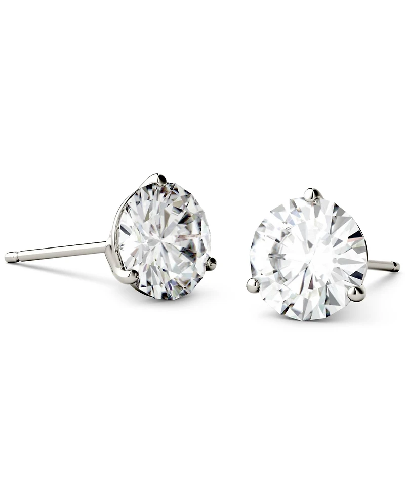 Charles & Colvard Moissanite Three Prong Stud Earrings (1-5/8 ct. t.w. Dew) in 14k White Gold