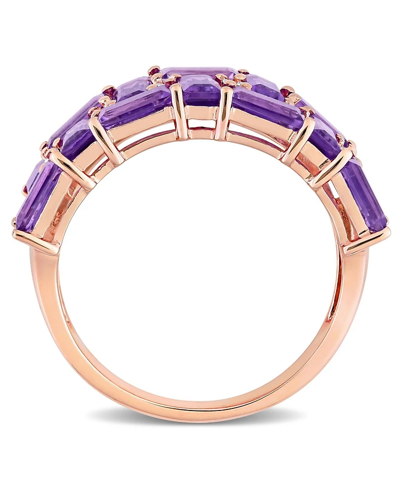 Amethyst and Diamond Geometric Ring