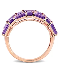 Amethyst and Diamond Geometric Ring