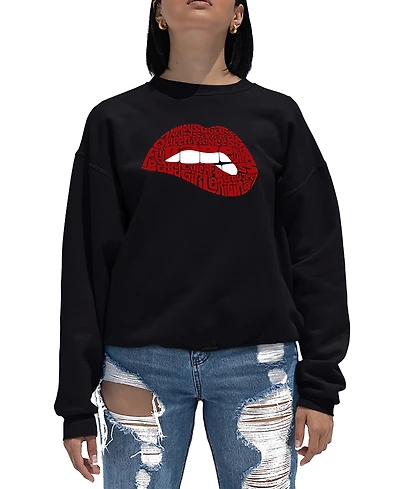 Women's Word Art Crewneck Savage Lips Sweatshirt
