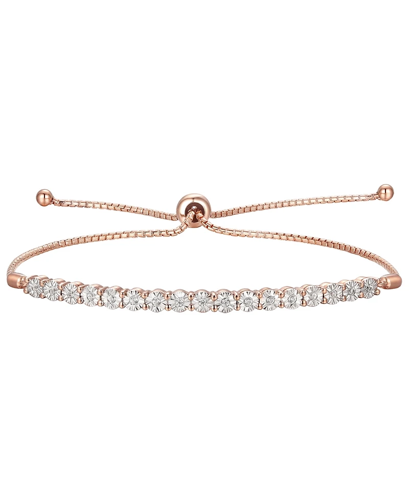 Diamond Bolo Bracelet (1/10 ct. t.w.) Sterling Silver, 14k Gold-Plated Silver or Rose