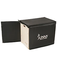 Sunny Health & Fitness Wood Plyo Box with Removable Foam Cover, 500lb Weight Capacity and 3 in 1 Height Adjustment - 30"/24"/20"