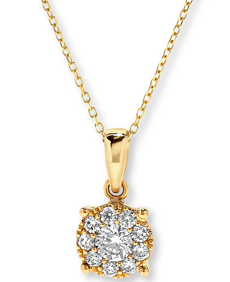 Diamond Halo Pendant Necklace (1/2 ct. t.w.) in 14k Gold