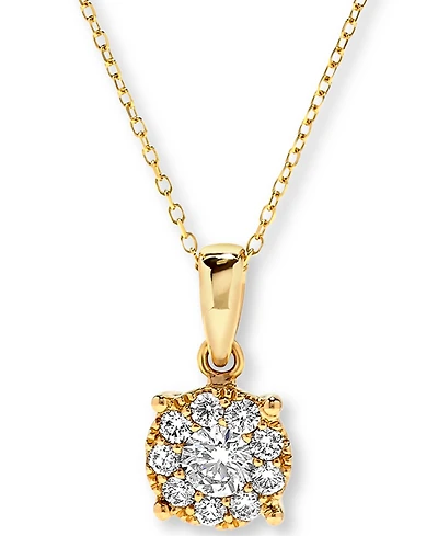 Diamond Halo Pendant Necklace (1/2 ct. t.w.) in 14k Gold