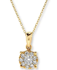 Diamond Halo Pendant Necklace (1/2 ct. t.w.) in 14k Gold