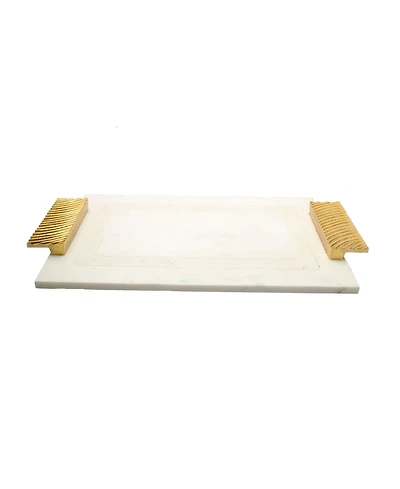 Marble Challah Tray with Embossed Handles