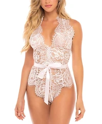 Oh La La Cheri Women's Naomi Eyelash Lace Halter Teddy