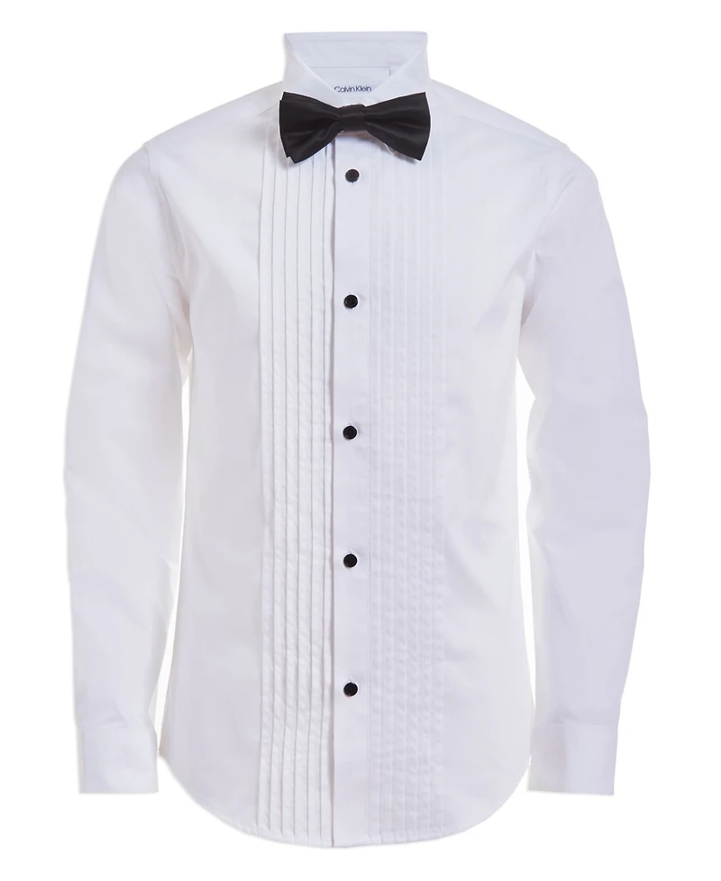 Calvin Klein Big Boys Tuxedo Shirt and Bow Tie Box Set