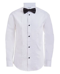 Calvin Klein Big Boys Tuxedo Shirt and Bow Tie Box Set