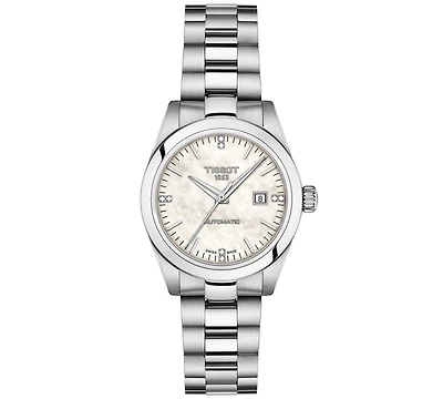 Tissot Women's Swiss Automatic T-My Lady Diamond Accent Stainless Steel Bracelet Watch 29mm Gift Set