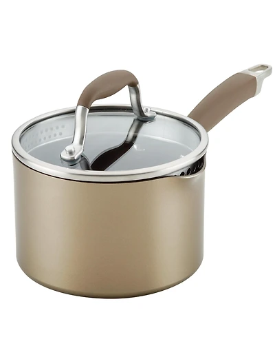 Anolon Advanced Home Hard-Anodized Nonstick Straining Saucepan, 2-Quart