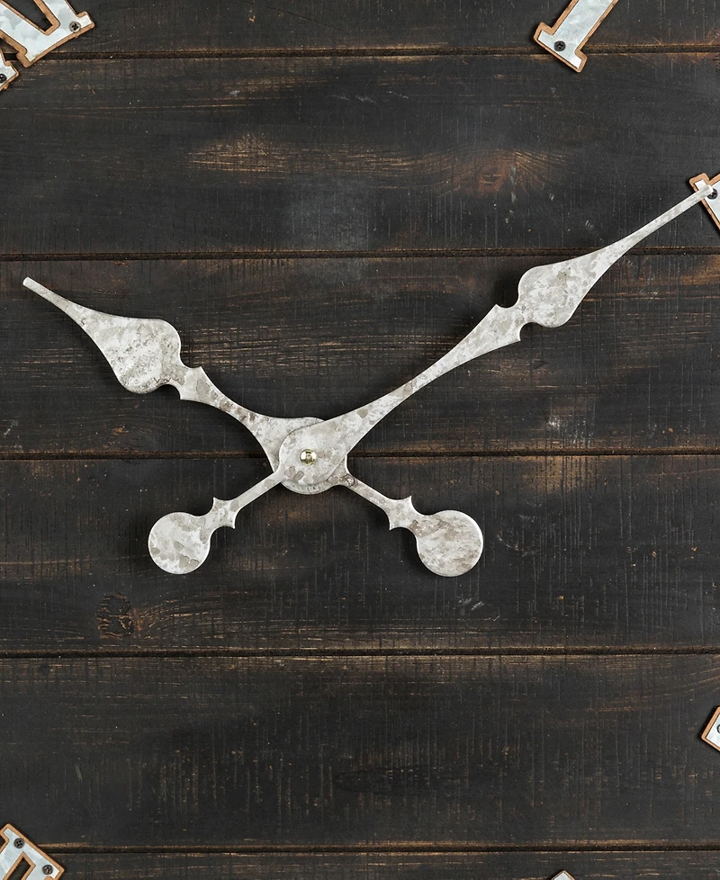 Glitzhome Oversized Farmhouse Wooden Galvanized Wall Clock