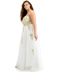 Say Yes Trendy Plus Strapless Embellished Gown, Created for Macy's