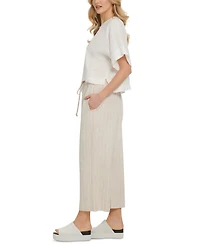 Dkny Linen Drop Shoulder Short Sleeve Top