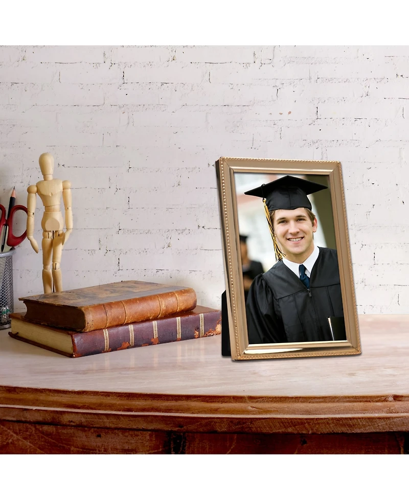 Polished Metal Picture Frame - Bead Border Design