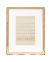 High Quality Polished Cast Metal Picture Frame - Beaded Design with Mat, 8" x 10"