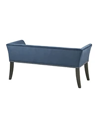 Madison Park Welburn 49.5" Upholstered Bench with Back Wood Legs