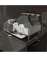 simplehuman Steel Frame Kitchen Dish Drying Rack with Swivel Spout Drain