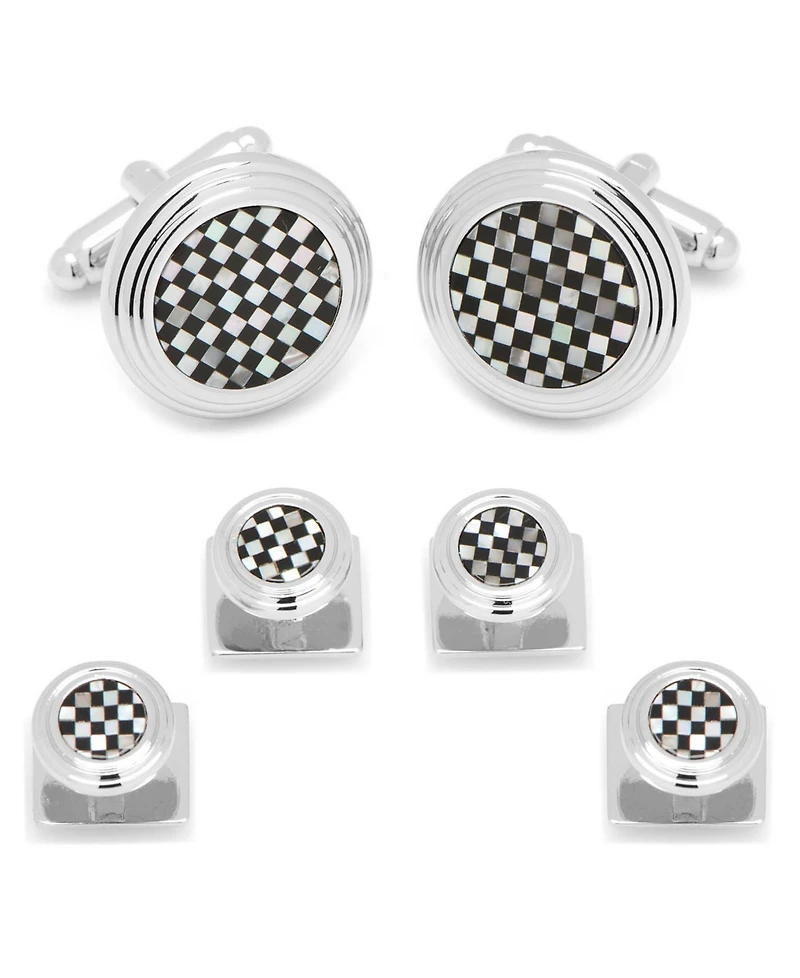 Men's Checker Cufflink and Stud Set