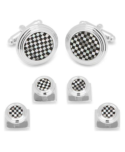 Men's Checker Cufflink and Stud Set