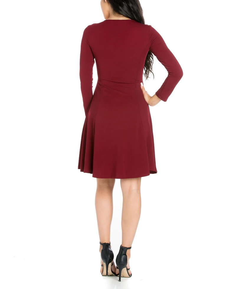 Women's Long Sleeve Knee Length Skater Dress
