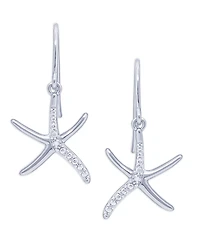 Diamond Accent Starfish Fishhook Ball Gold Plate Or Silver Plate Stud Set