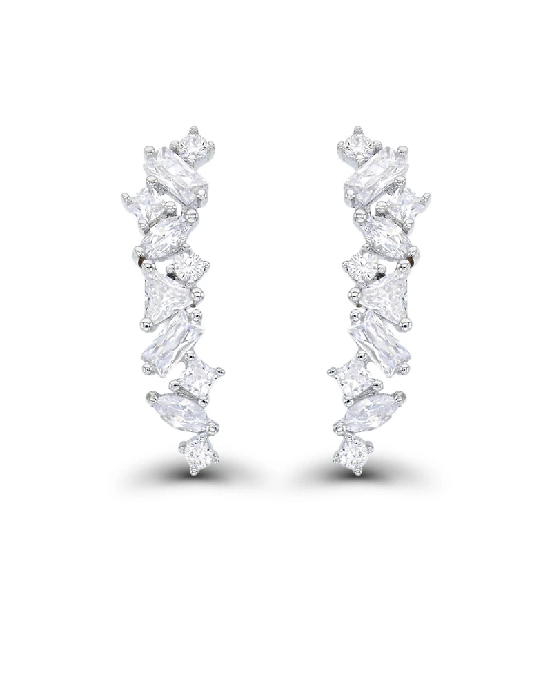 Cubic Zirconia Multi Shape Ear Climbers in Sterling Silver