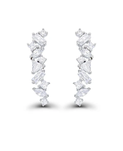 Cubic Zirconia Multi Shape Ear Climbers in Sterling Silver