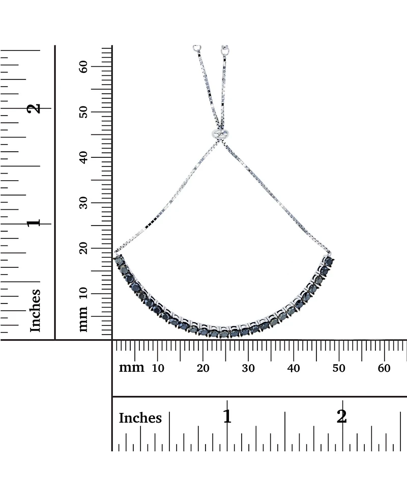 Black Spinel Tennis Adjustable Bolo Bracelet in Sterling Silver
