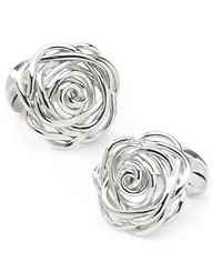 Men's Sterling Silver Rhodium Plated Rose Cufflinks