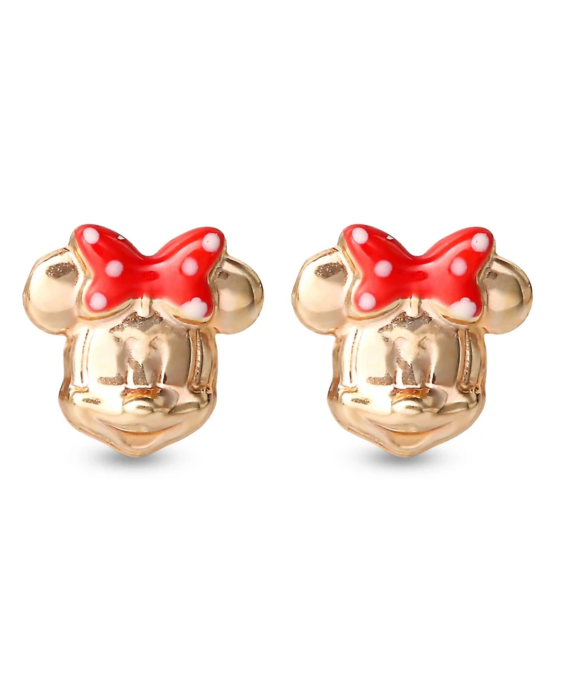 Disney Children's Minnie Mouse Bow Stud Earrings in 14k Gold