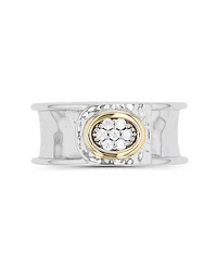 Cubic Zirconia Two Tone Hammered Center Ring