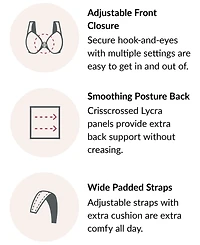 Women's Full Figure Plus MagicLift Front Close Posture Back Support Bra 1265
